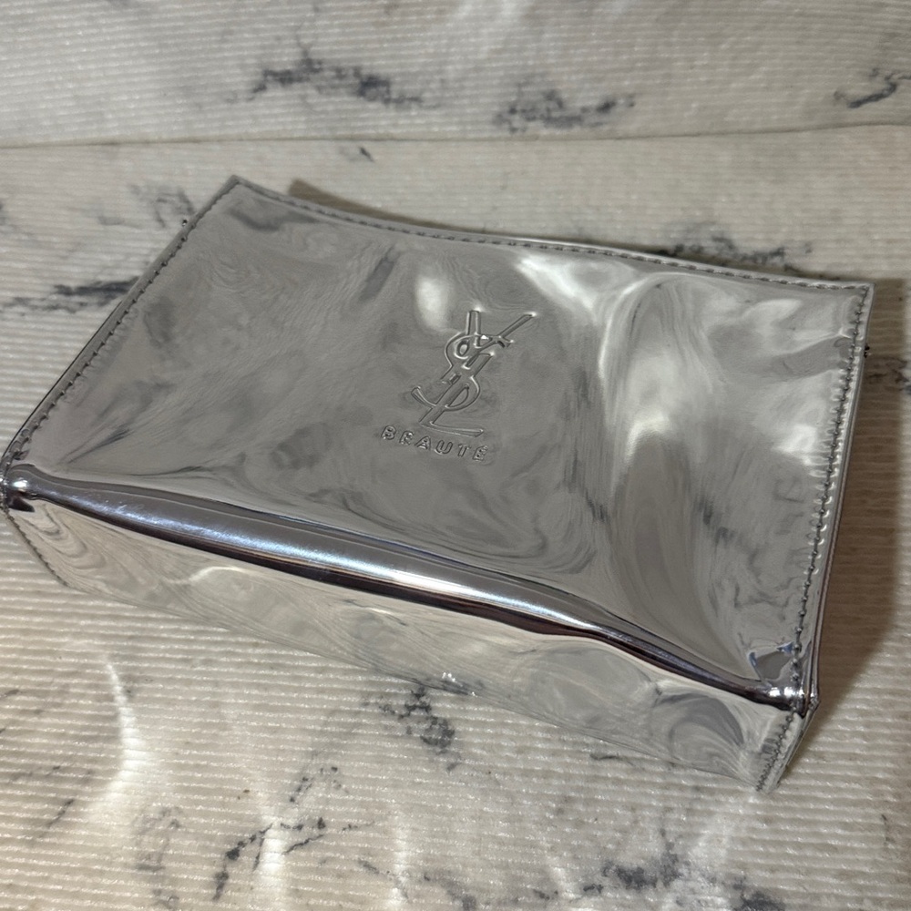 Yves Saint Laurent Metallic Silver Cosmetic Bag - Picture 3 of 7